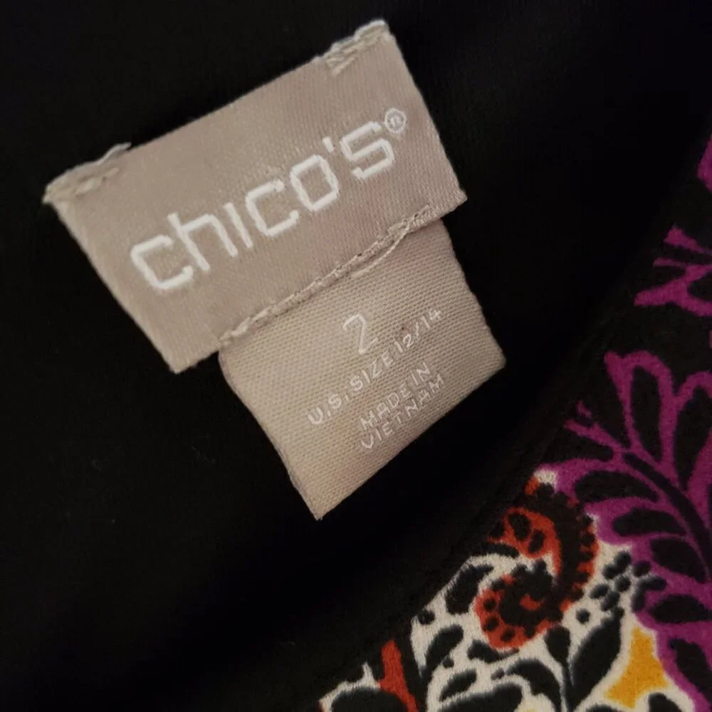 Chico's L 12‎ 14 Midi Dress Medallion Festival Mod Retro Indie Artsy Whimsigoth
